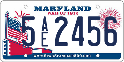 MD license plate 5AE2456