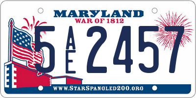 MD license plate 5AE2457