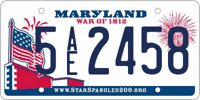 MD license plate 5AE2458