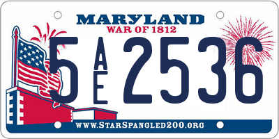 MD license plate 5AE2536