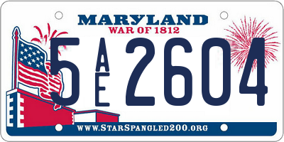 MD license plate 5AE2604