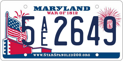 MD license plate 5AE2649
