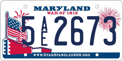 MD license plate 5AE2673