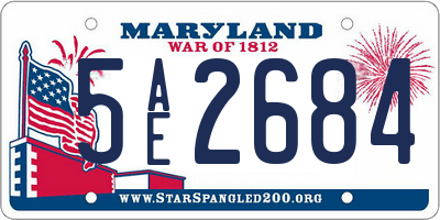 MD license plate 5AE2684
