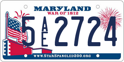 MD license plate 5AE2724