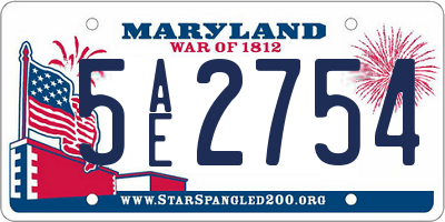 MD license plate 5AE2754