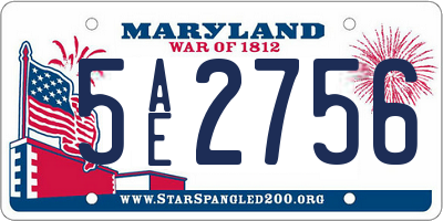 MD license plate 5AE2756