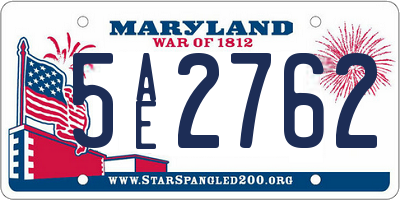 MD license plate 5AE2762