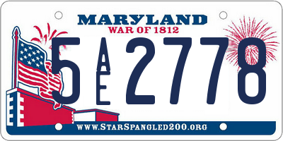 MD license plate 5AE2778
