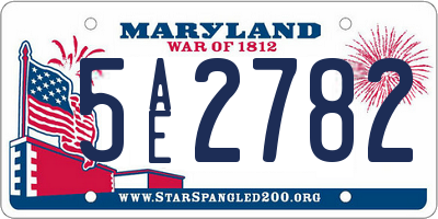 MD license plate 5AE2782