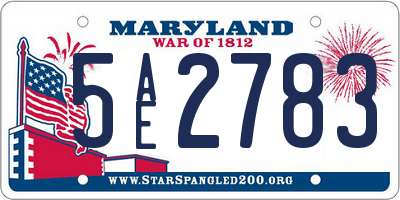 MD license plate 5AE2783