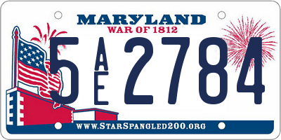 MD license plate 5AE2784