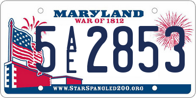 MD license plate 5AE2853