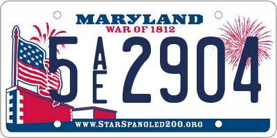 MD license plate 5AE2904