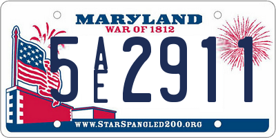 MD license plate 5AE2911
