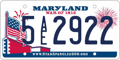 MD license plate 5AE2922