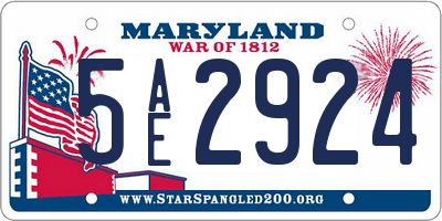 MD license plate 5AE2924