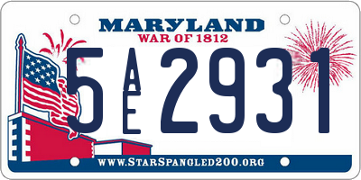 MD license plate 5AE2931