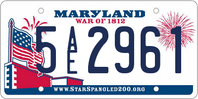 MD license plate 5AE2961