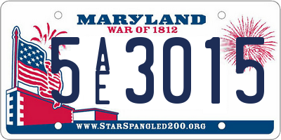MD license plate 5AE3015
