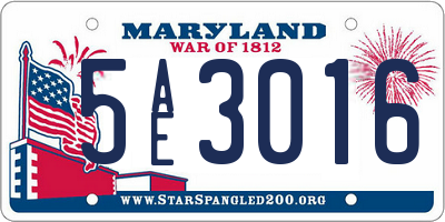 MD license plate 5AE3016