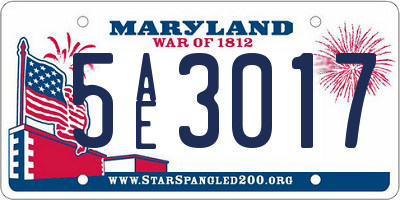 MD license plate 5AE3017