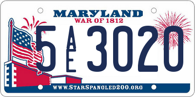 MD license plate 5AE3020
