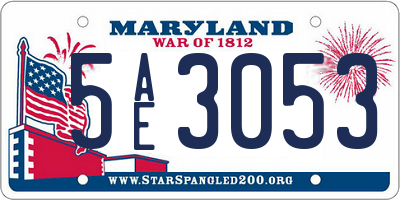 MD license plate 5AE3053