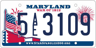 MD license plate 5AE3109