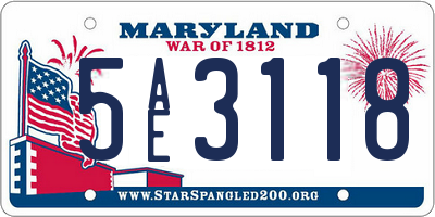 MD license plate 5AE3118