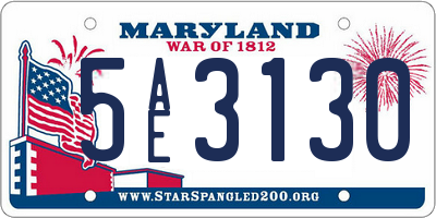 MD license plate 5AE3130