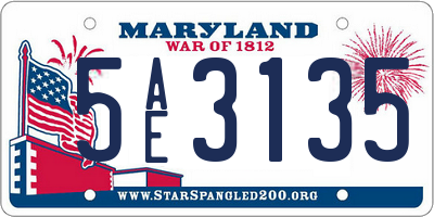 MD license plate 5AE3135