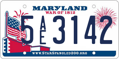 MD license plate 5AE3142