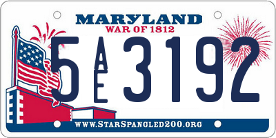 MD license plate 5AE3192