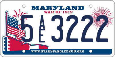 MD license plate 5AE3222