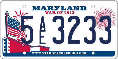 MD license plate 5AE3233