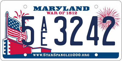 MD license plate 5AE3242