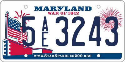MD license plate 5AE3243