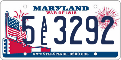 MD license plate 5AE3292