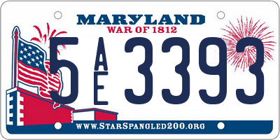 MD license plate 5AE3393