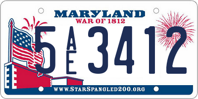 MD license plate 5AE3412