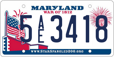 MD license plate 5AE3418