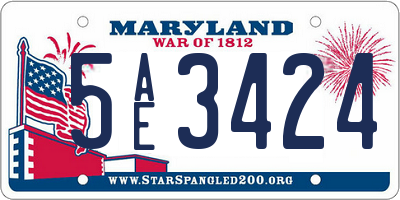 MD license plate 5AE3424