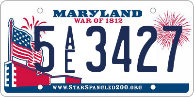 MD license plate 5AE3427