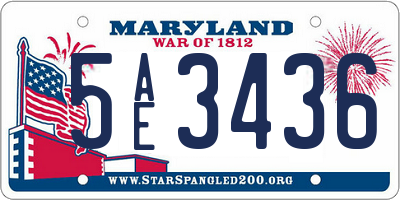 MD license plate 5AE3436