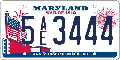 MD license plate 5AE3444