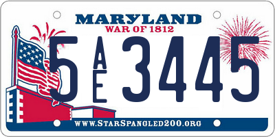 MD license plate 5AE3445