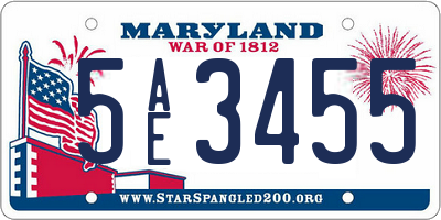 MD license plate 5AE3455