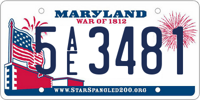 MD license plate 5AE3481