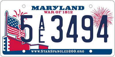 MD license plate 5AE3494